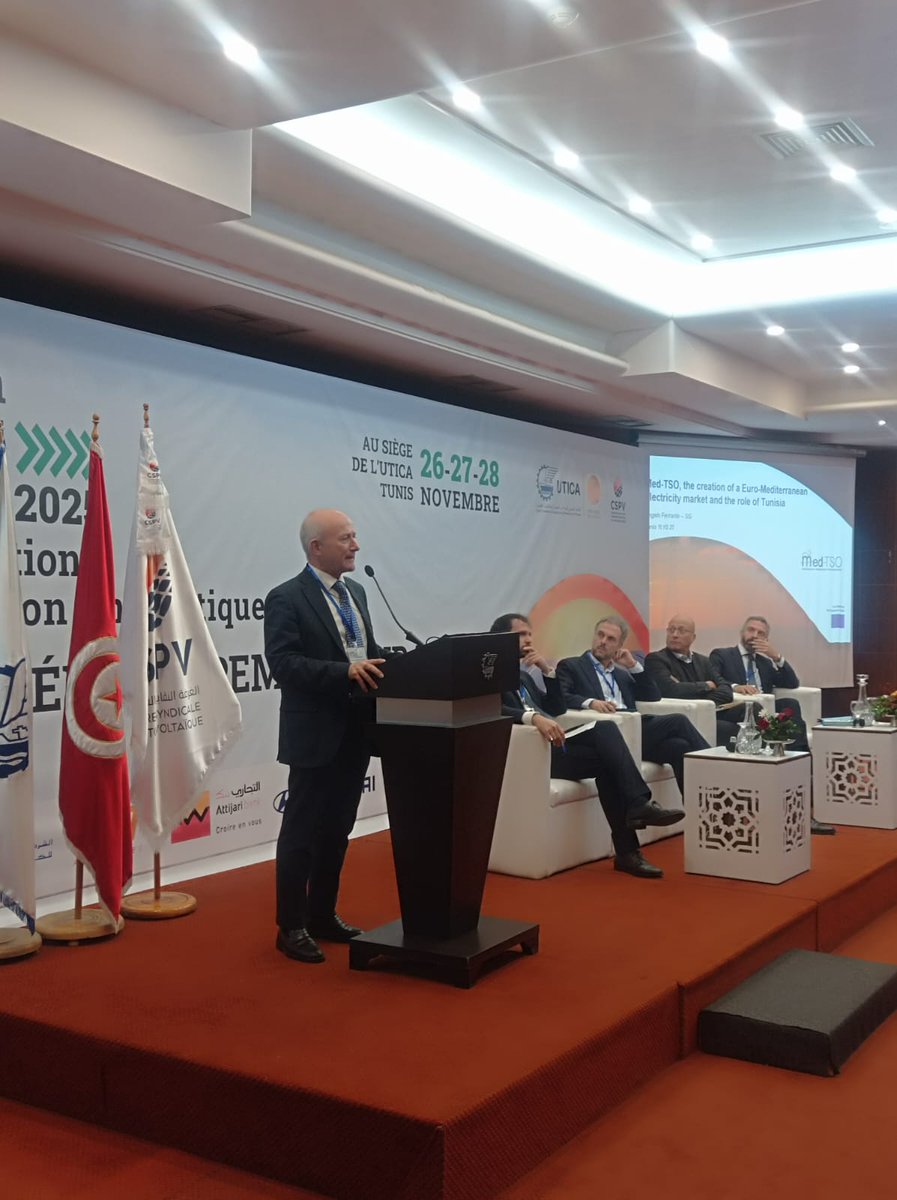 📍 Yesterday in Tunis, our Secretary General represented Med-TSO at:
🔹 SITE 2025 – International Energy Transition Salon 
🔹 “A Bridge to the Future”, by <a href="/RES4Africa/">RES4Africa Foundation</a> 

We continue to support cooperation, integration, and sustainable development across the Mediterranean.⚡🌍