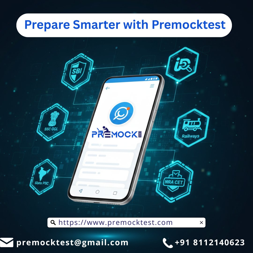 PremockT90018's tweet image. Prepare Smarter with PREMOCKTEST
#PreMockTest  #StayAhead #IndiaExams #ExamSuccess #CompetitiveExams
#OnlineExamPlatform #MockTest #GovtExamPrep #AllIndiaExams #SSCMockTest #BankingMockTest #RailwayMockTest #UPSCMockTest #IBPSMockTest #SBIExamPrep #RRBExamPrep #SSCPreparation