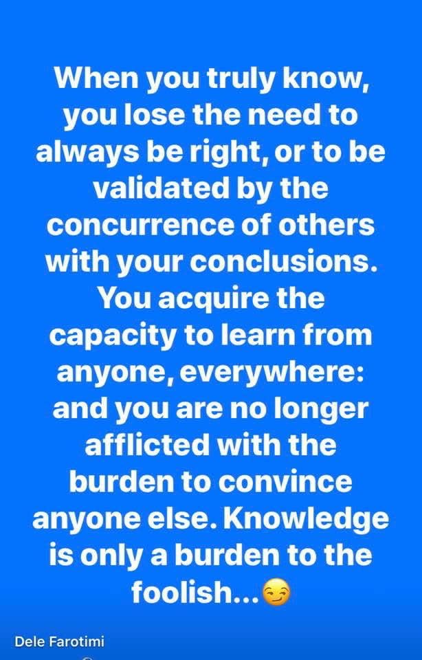 DeleFarotimi's tweet photo. Knowledge is a burden to the fool..😊 https://t.co/j71mZQMrcx