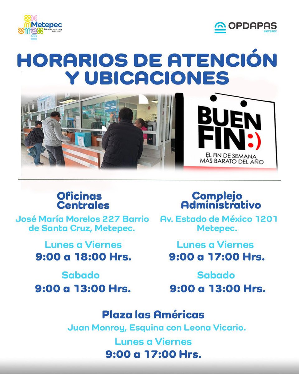 MetepecOPDAPAS's tweet image. Les recordamos que MAÑANA, concluyen nuestras promociones.

Es la oportunidad para aprovechar los beneficios y ponerse al corriente.

¡Te esperamos!

#EstamosEnLaRuta
@FerFlores_Emp 
@MetepecGobierno