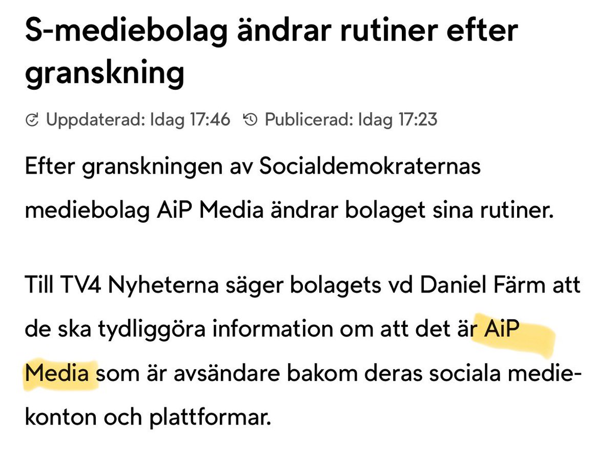 Detta löser absolut ingenting eftersom det är inte AiP-media som är avsändare. Det är Socialdemokraterna!