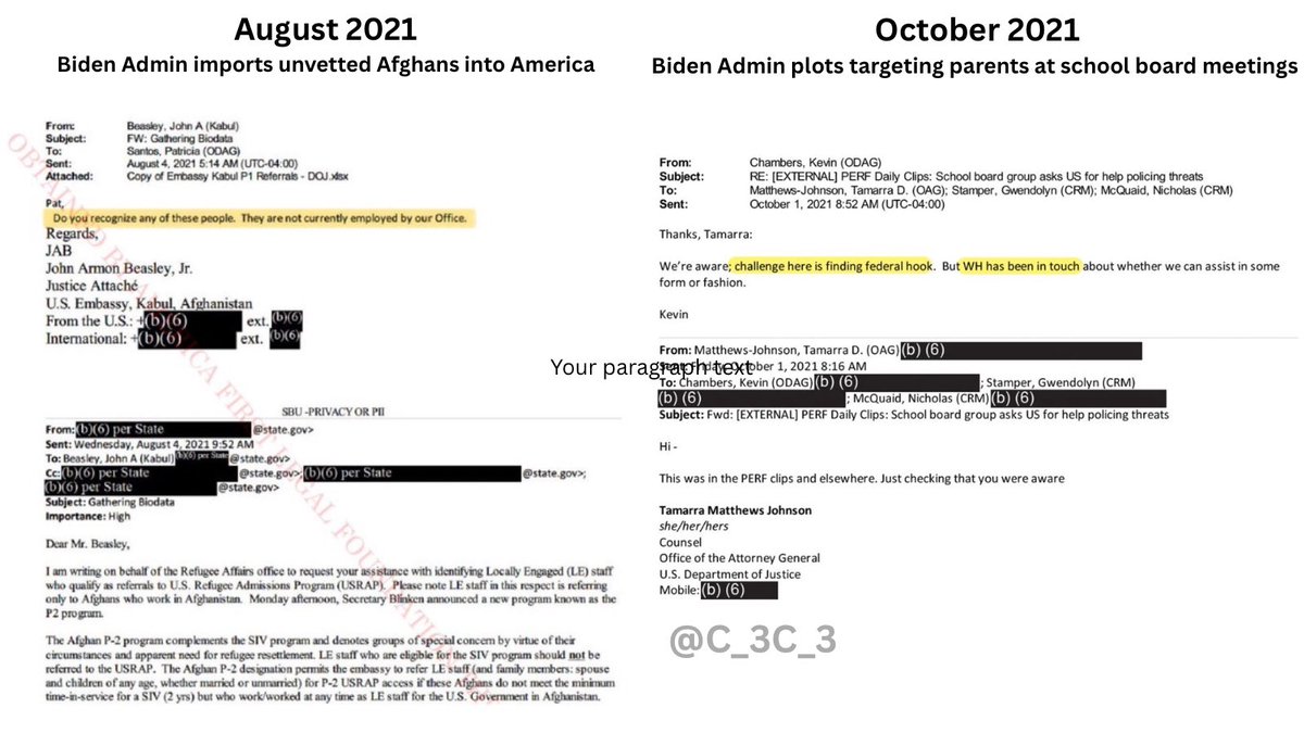 C_3C_3's tweet image. Want your blood to boil?

3 month after the Biden Administration imported unvetted Afghans into America they were plotting ways to go after American parents who did not want their children exposed to woke gender ideology and critical race theory in schools.

Enemy of the people.