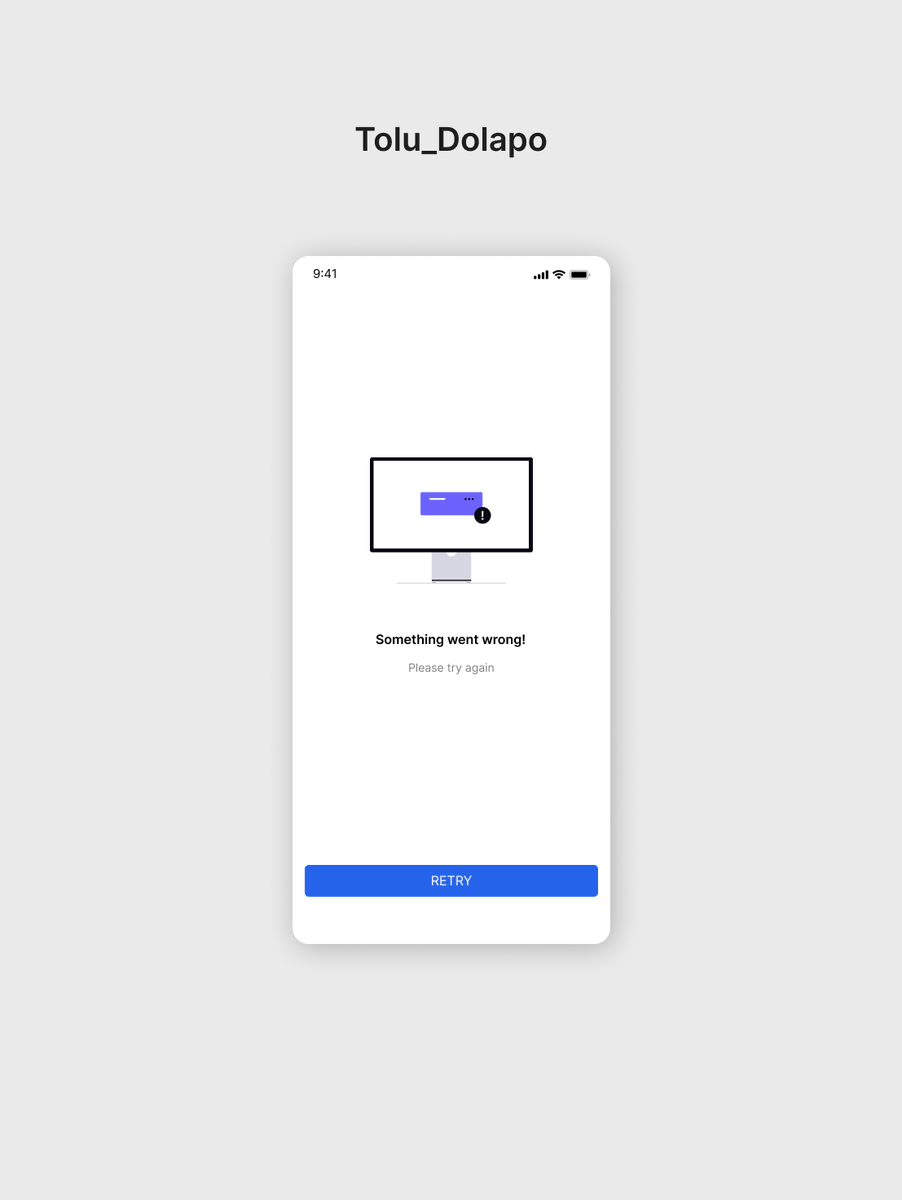 Toluwanimie456's tweet photo. Day 28/30: Designed the error screen today.
Funny how these “quiet” screens actually shape the whole user experience.
It’s where clarity and comfort matter the most.
#UIDesign #UXDesign #DesignChallenge #ProductDesign #EmptyState https://t.co/hmqK1a5Rar
