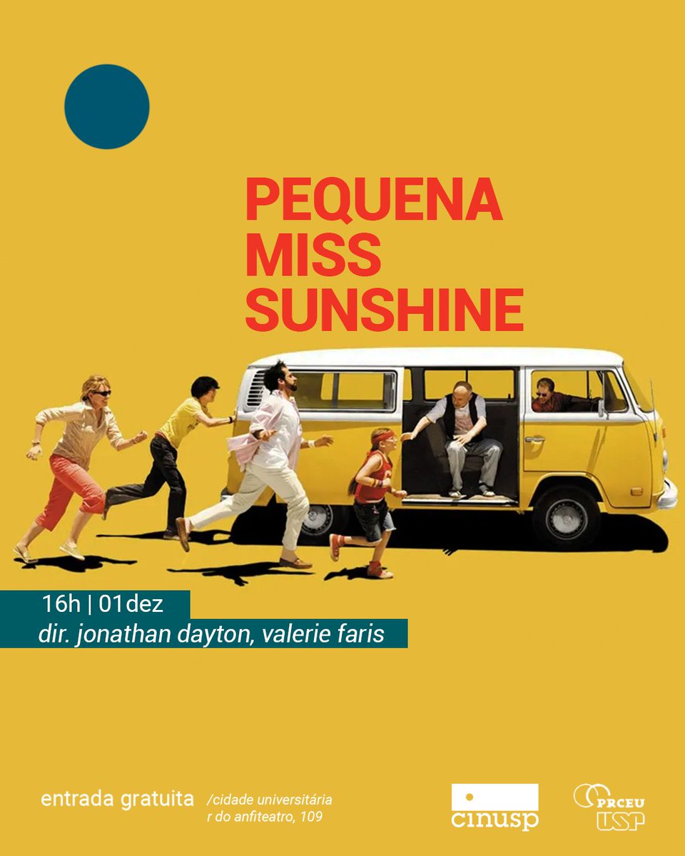 MOSTRA | Casos de Família 🏠

🎬 Pequena Miss Sunshine

EUA, 2006, 102' Direção: Jonathan Dayton, Valerie Faris

📍CINUSP - R. do Anfiteatro, 109 - Butantã, São Paulo