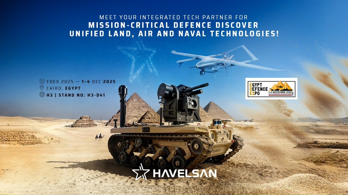 HAVELSAN is gearing up for EDEX 2025!

From 1–4 December in Hall 3, H3-041, Cairo, Egypt.

Showcasing advanced C4ISR, Naval Combat Systems, Simulation &amp; Training Technologies, Autonomous Platforms, Digital Maritime Solutions and ICT — supporting Egypt’s defence modernization.
