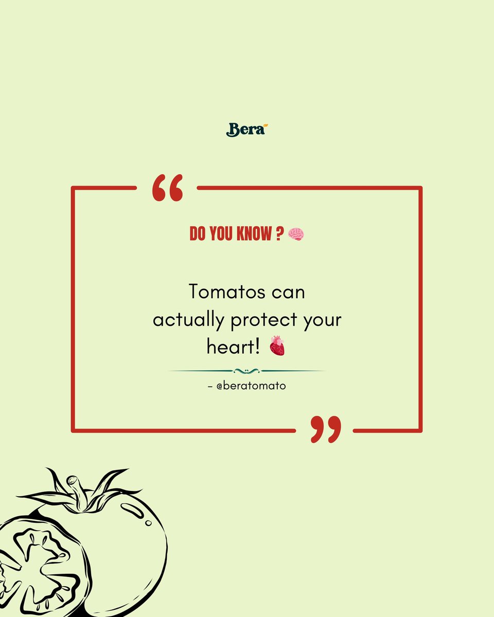 beratomato's tweet image. A tasty fact to kick off your weekend😎Let's talk about heart-healthy choices that actually taste amazing! ❤️🍅
#TomatoFactFriday #BeraCares #HealthyEating #NigerianFood #Wellness #Lycopene  #BeraTomato  #Nutrition