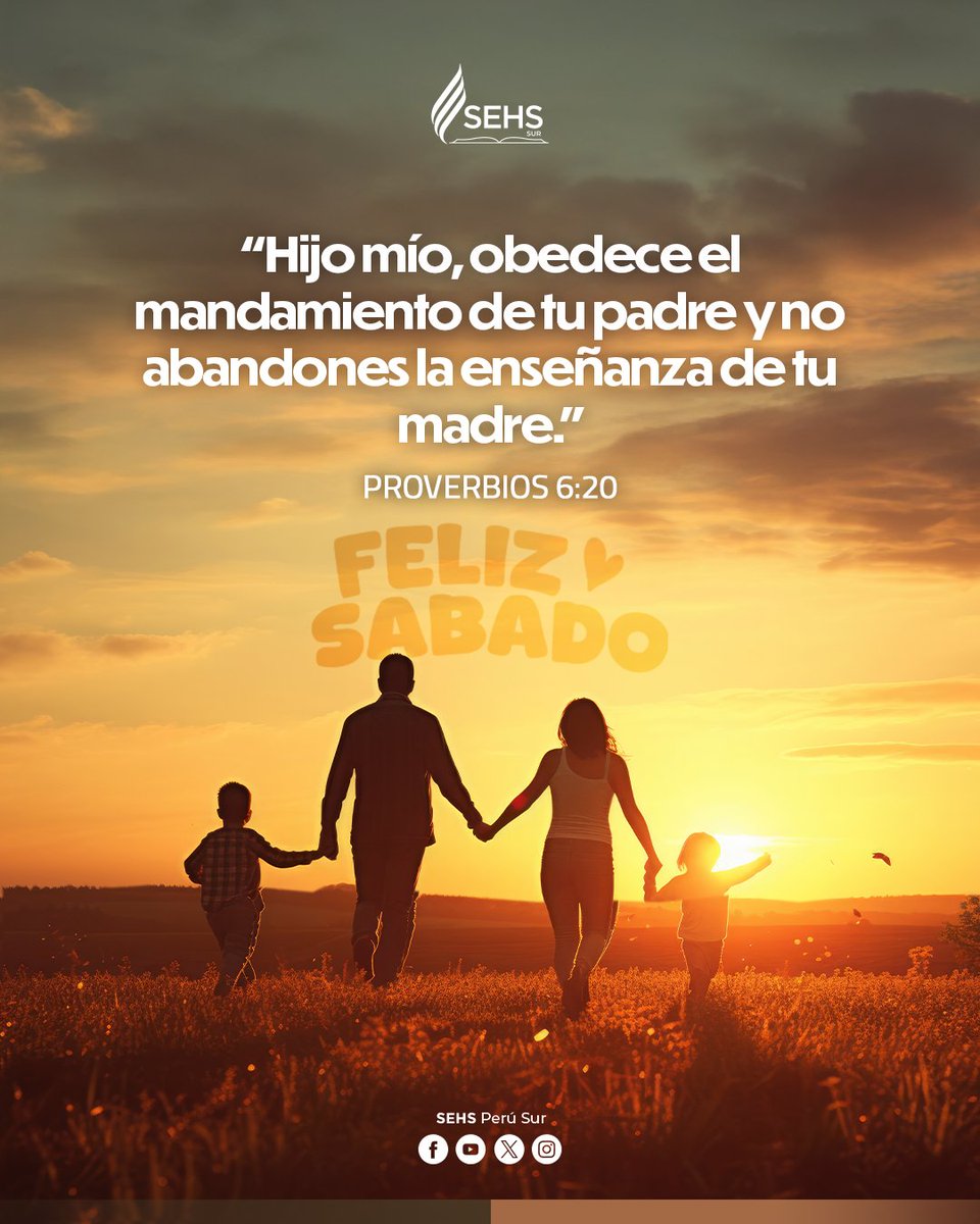 🌅FELIZ SÁBADO🌇

"Hijo mío, obedece el mandamiento de tu padre
y no abandones la enseñanza de tu madre."
Proverbios 6:20

#FelizSábado #SEHS #Sur #UPS #IASD
