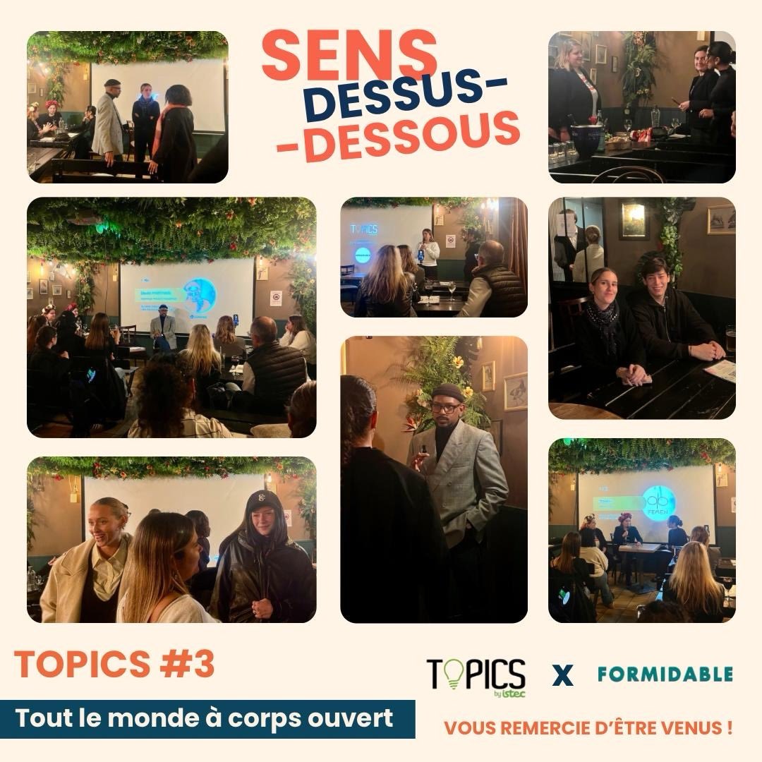 À corps ouvert ✨
Merci à toutes et tous pour cette belle édition du Topics Café by ISTEC !
Bravo à David Fantaisie &amp; aux activistes FEMEN pour l’énergie et les échanges passionnants.
Merci à Le Formidable pour l’accueil 🙌
On renverse les codes RDV le 29 janvier !
#TOPICS #ISTEC
