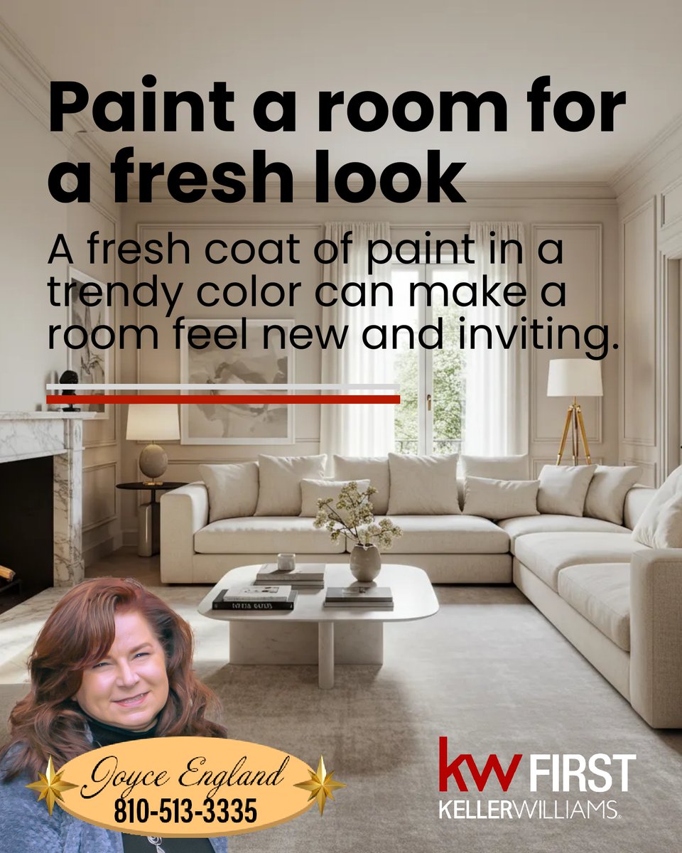 joyceengland1st's tweet image. Tiny tweaks = Big value boosts! 🏠✨ Repaint a room, update fixtures, or landscape your yard to increase worth. Curious about your home's true value in Genesee County? A local Comparative Market Analysis can reveal all! #HomeValueTips