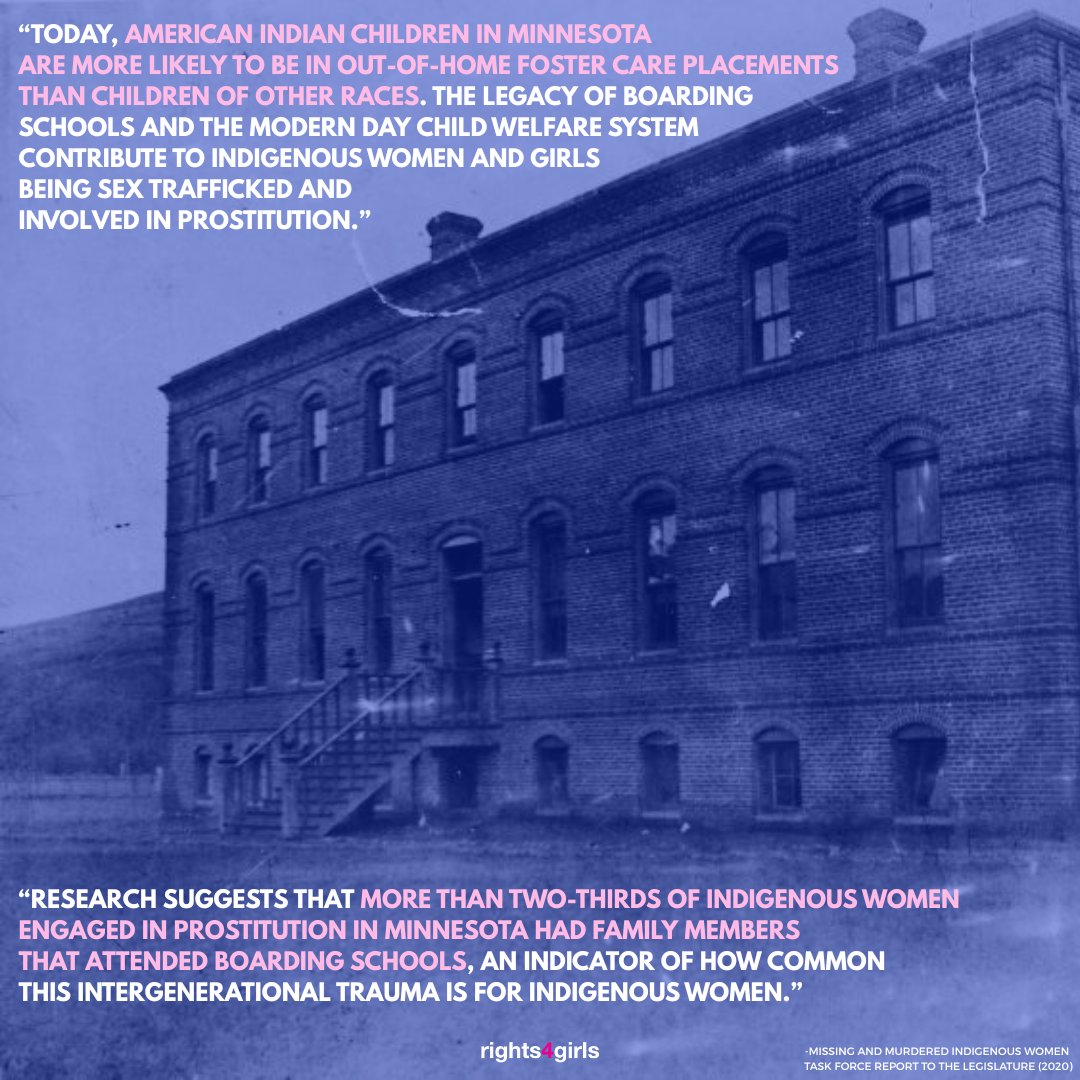 Just as the boarding schools caused trauma then, out-of-home child welfare placement for Native children today continues that same legacy of trauma &amp; family separation. It can even lead to sexual exploitation.