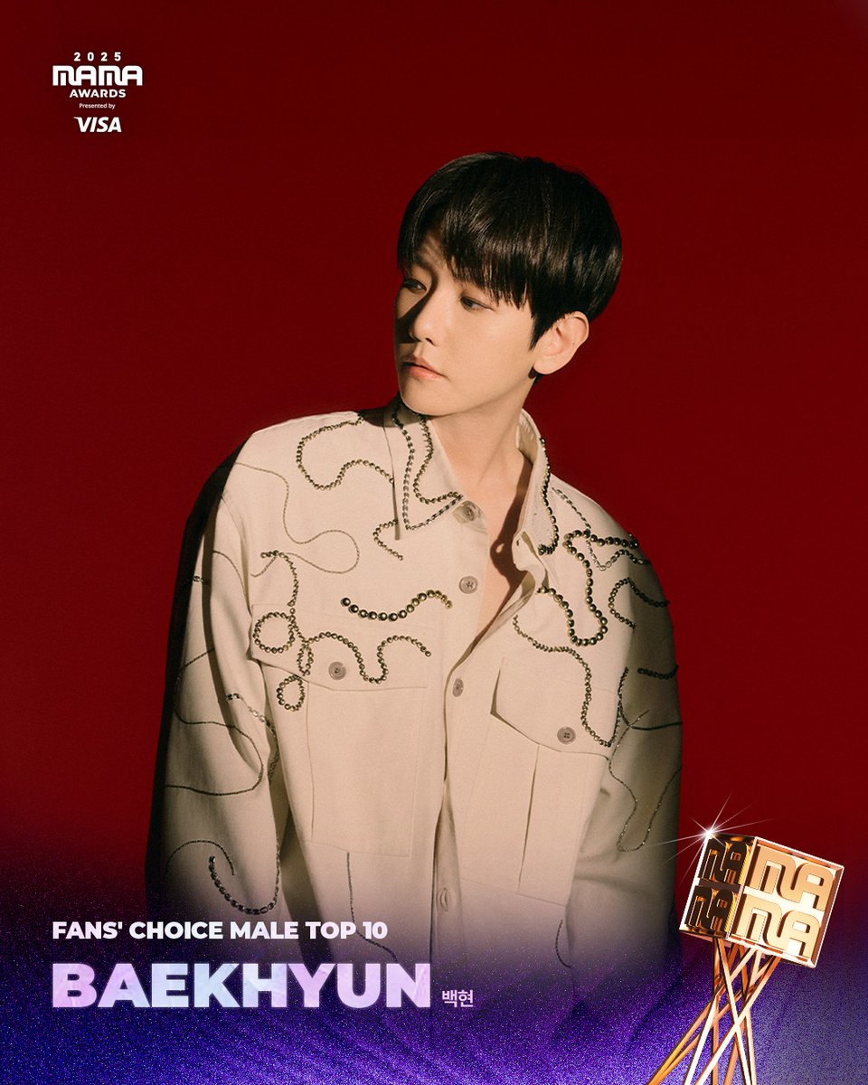 MnetMAMA's tweet image. [#2025MAMA] WINNER ANNOUNCEMENT of 2025 MAMA AWARDS🏆

FANS’ CHOICE MALE TOP 10
BAEKHYUN (백현)

HEAR MY ROAR, UH-HEUNG
2025 MAMA AWARDS

#MAMAAWARDS #2025MAMAAWARDS