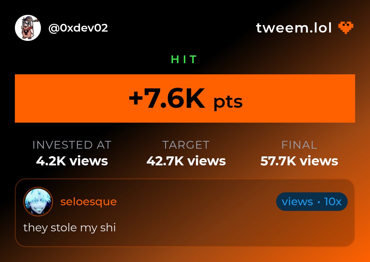 0xdev02's tweet image. Thanks