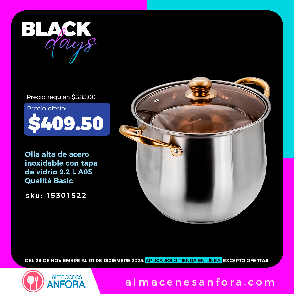 tiendasanfora's tweet image. ¡Sigue la fiesta de descuentos!  🎉 Aprovecha hasta - 30% en marcas exclusivas para renovar utensilios, ollas, batería, cristalería y más. ✨ Solo en tienda en línea y por tiempo limitado. 🛒 💻👉 almacenesanfora.com/black-days.html

#VentaEspecial #promociones #tiendaenlinea
