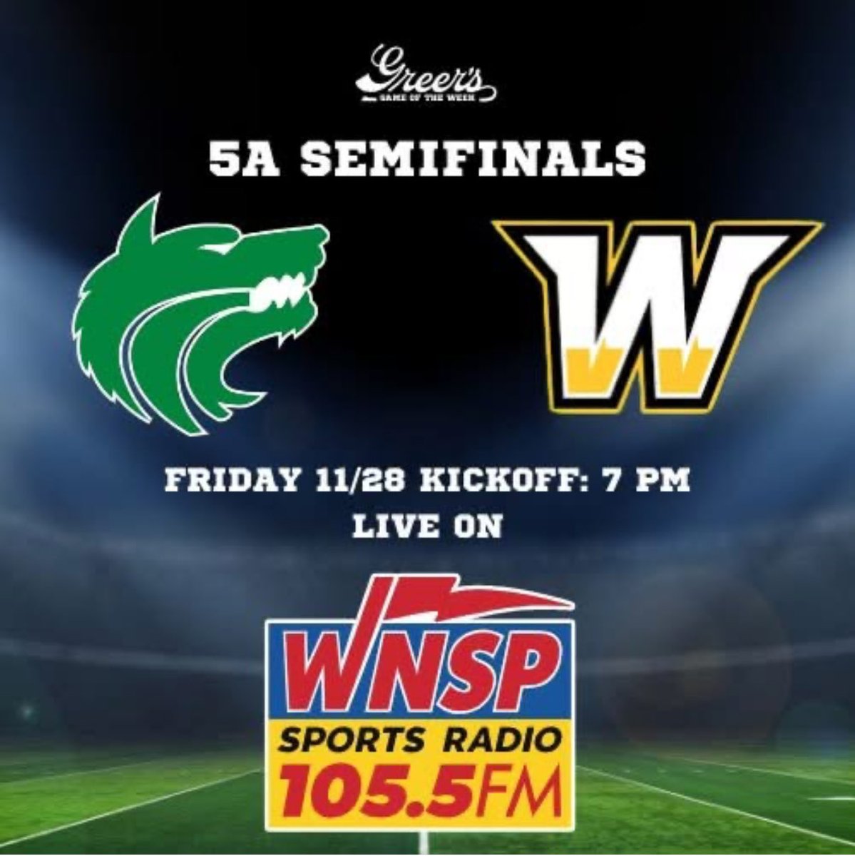 brianwnsp's tweet image. Tune in tonight for the Greers Game of the Week. We will be at Ladd with a trip on the line to the Super 7 as Vigor vs Williamson. @pigskinwnsp @1055wnsp @MBraunerWNSP @ScottRTodd @Voiceofthepack1 @WilliamsonLions @VigorUfootball