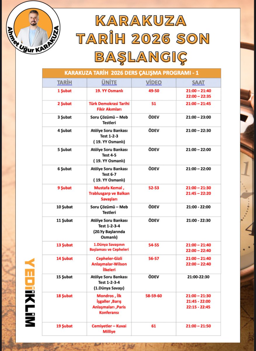 #kpss2026 Lisans -Önlisans ve Ags öğrencilerim,,,Tarih çalışmaya başlamayanlar veya düzen tutamayanlar için"Son Başlangıç "Programımız sizlerle ..4 ayda güncel videolarımla konulu -sorulu şekilde gayet planlı ve pratik ilerleyebilirsiniz ,,atanmanıza vesile olsun 🙏