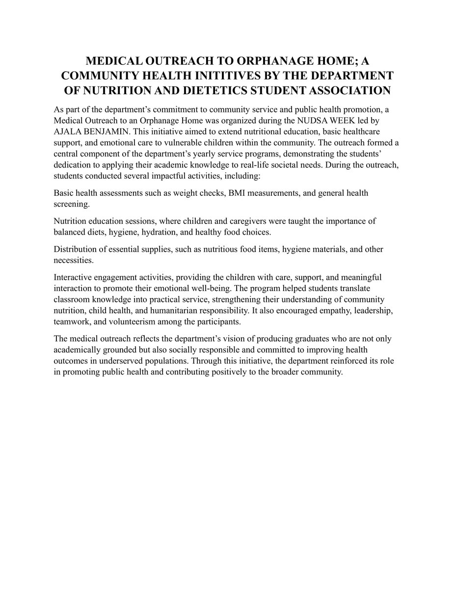 lautechofficial's tweet image. ACTIVITIES OF THE DEPARTMENT OF NUTRITION AND DIETETICS STUDENT ASSOCIATION

Link flash.lautech.edu.ng/ACTIVITIES-OF-… 

#lautech #activities #nutrition #dietetics #student