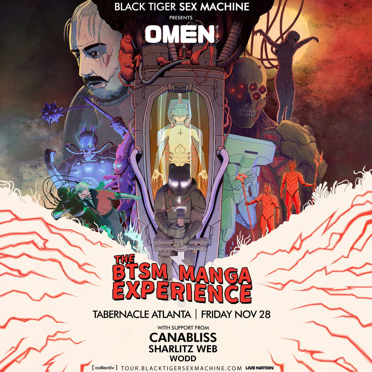 🔊 TONIGHT (11/28) 🔊 Black Tiger Sex Machine is bringing the bass for The BTSM Manga Experience with a full line-up: Canabliss, Sharlitz Web, Wodd! 💥 

🕖Doors: 7PM / Show: 8PM
⭐️ Tix, Upgrades, Venue Info &amp; more: livemu.sc/4e3qXgf