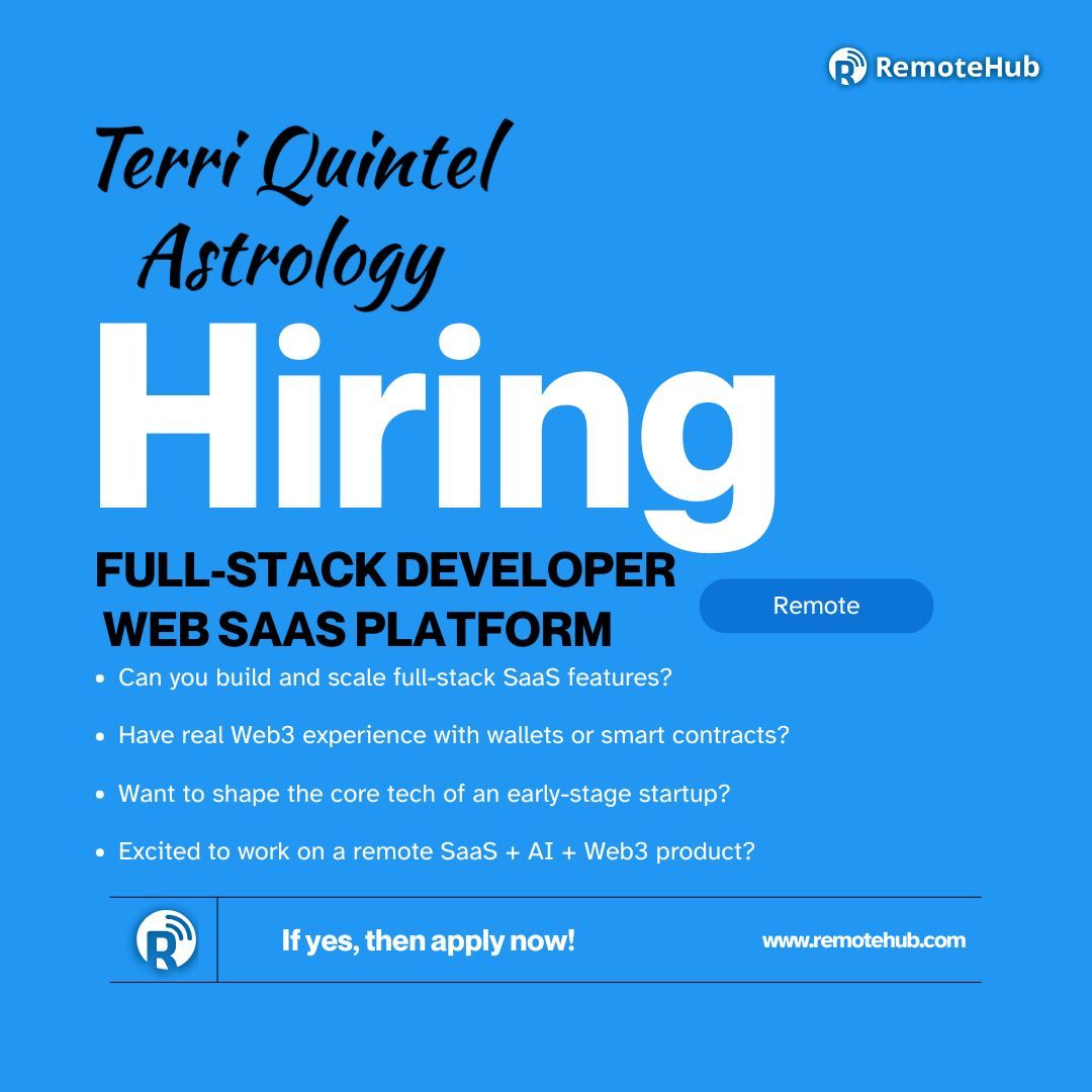 remotehub_com's tweet image. If yes, what are you waiting for?
Apply Now! 
remotehub.com/jobs/details/f… 

#FullStackDeveloper #Web3Jobs #SaaSJobs #RemoteTechJobs #BlockchainDeveloper #HiringDevelopers