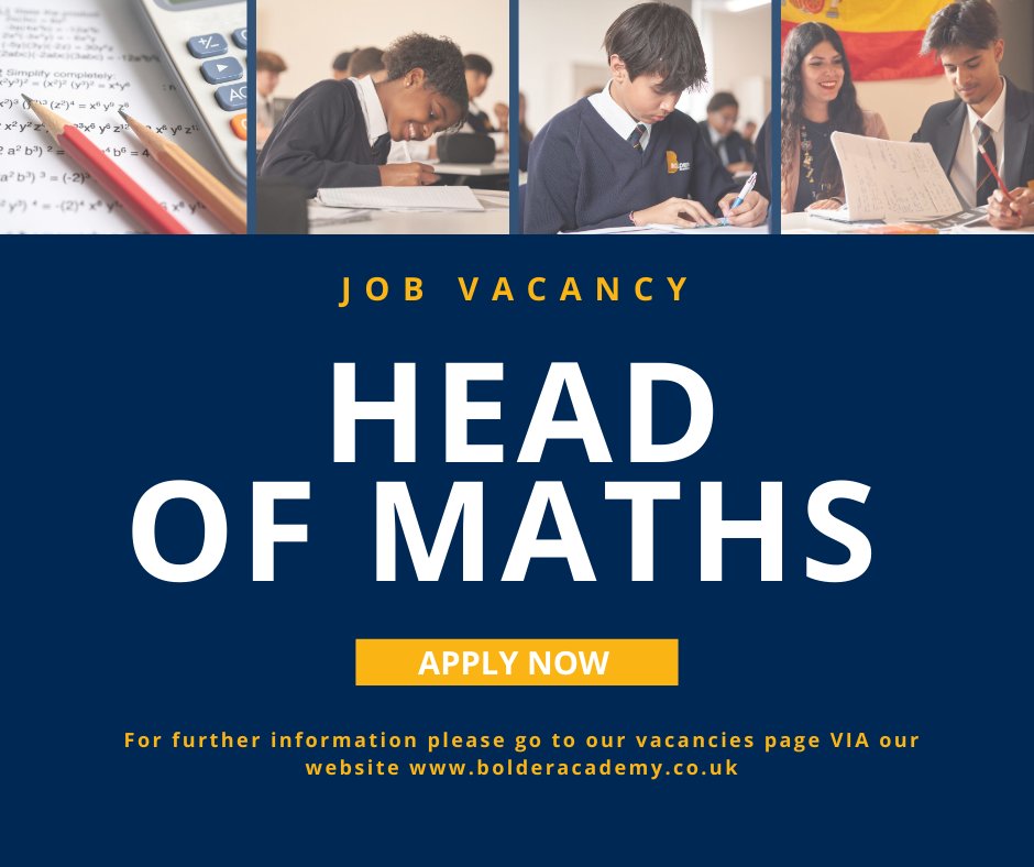 We’re seeking an inspirational leader to drive our Maths department forward, combining outstanding teaching with strategic vision.

Closing date: 5th December

For more information and to apply, please visit -  tes.com/jobs/vacancy/schrole… Image