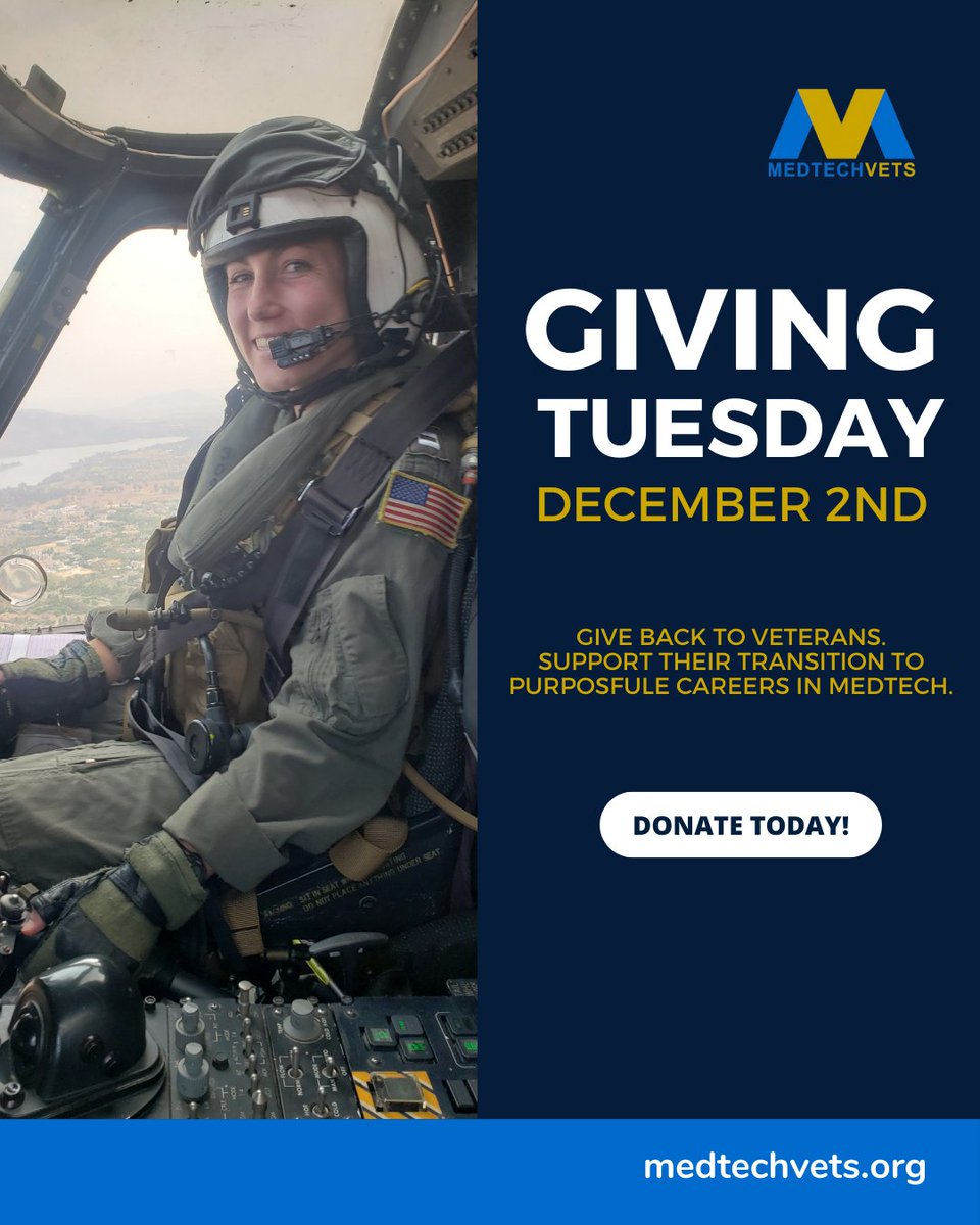 medtechveterans's tweet image. Give back to Veterans by supporting MedTechVets this #GivingTuesday!

We’re empowering veterans to transition into meaningful careers in MedTech through our Foundational &amp;amp; Executive Leadership Programs.

👉 Support MedTechVets: medtechvets.org/support-us/