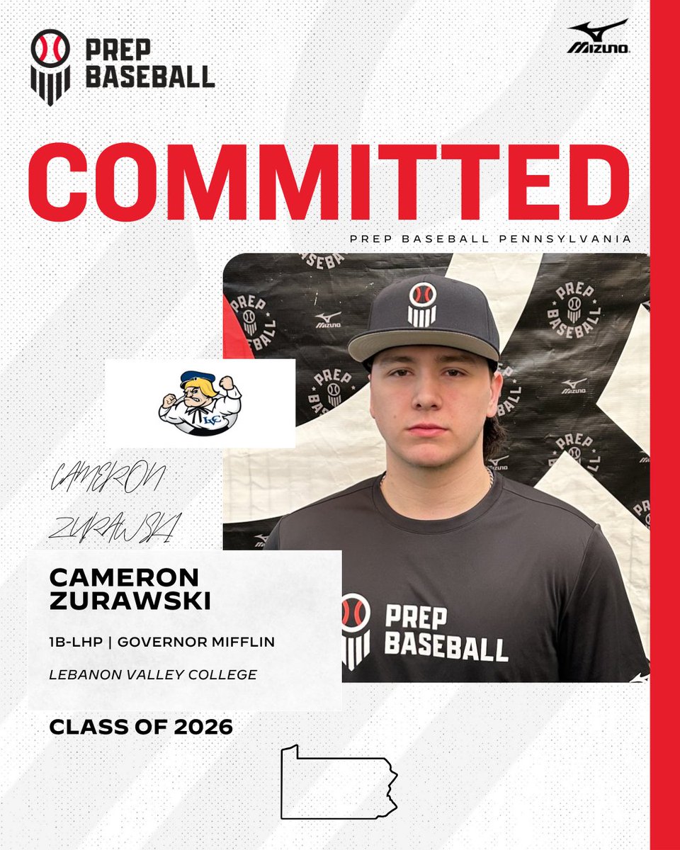 PrepBaseballPA's tweet image. 🚨Commitment Watch🚨

2026 1B/LHP Cameron Zurawksi (Governor Mifflin) has committed to Lebanon Valley College

✅ 2025 PA State Games

👤 loom.ly/KENWudc

#congrats #committed