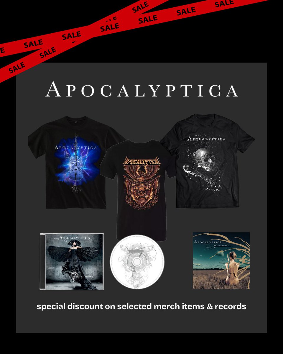 Closing out 2025 with our final shows and a holidays sale! Want to treat yourself or buy a gift? Check out our shop for special discounts! shop.apocalyptica.com/collections/sa… 

#Apocalyptica #Merchandise #Cello #CelloMetal