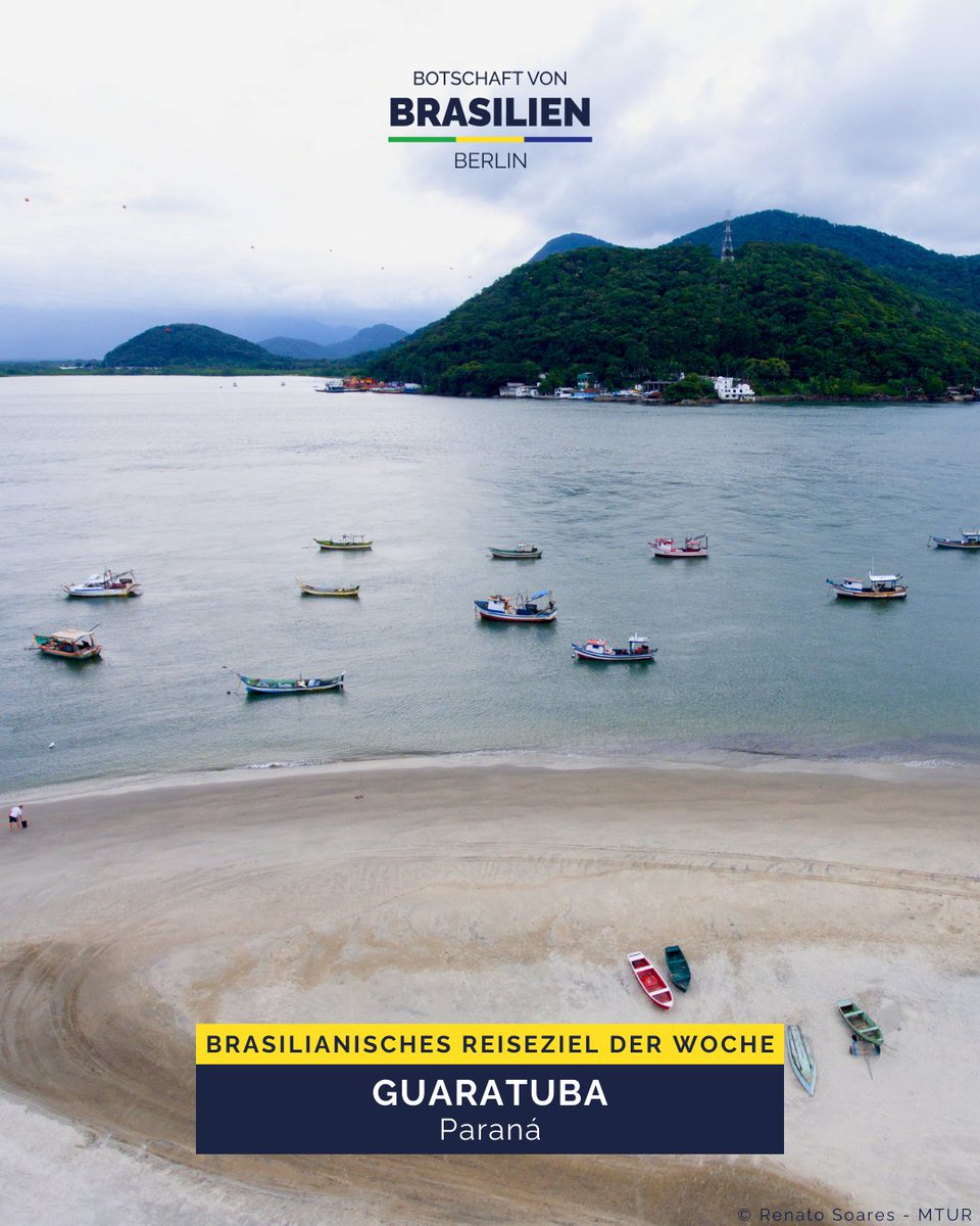 Guaratuba an der Südküste Paranás bietet 22 km Strände, Ökotourismus an der Lagoa do Parado und lebendige Traditionen. Ideal für Natur, Ruhe und Wassersport.
#VisitBrazil #Guaratuba #Paraná #BrasiliensKüste #EmbaixadadoBrasilEmBerlim #BrasilianischeBotschaftinBerlin