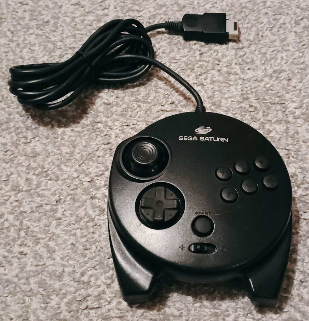Finally !!!!!!

Sega Saturn 3D Pad

I've been looking at this through the glass at a local videogame store and today.... It's mine.

Got a couple of scratches on the plastic but I'm looking forward to trying it out with some games.