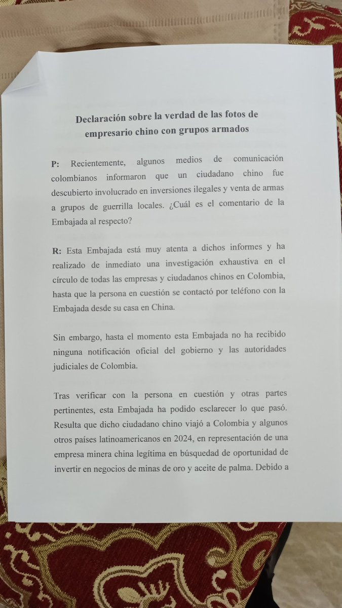 Tercer_Canal's tweet image. Compartimos el sorprendente comunicado de la Embajada China frente a las denuncias del informe de Ricardo Calderón en @NoticiasCaracol

La Embajada de China rechaza señalamientos contra empresario y advierte sobre impacto negativo en el clima de inversión.

Bogotá D.C. – A través…