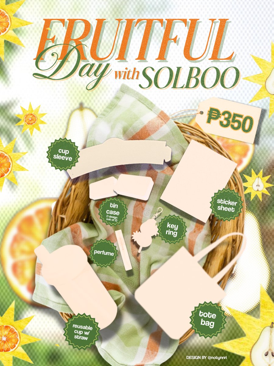 withsolboo's tweet image. have your baskets ready — solboo season is here 🍊🍃

a cozy cupsleeve for our sweetest pair! fruity fun, warm smiles, and solboo charm await 🍐✨

📍Dunkin Donuts, E. Rodriguez 
📅 02.07.2026
registration opens on dec. 13, 7pm

#FruitfulDaysWithSolboo