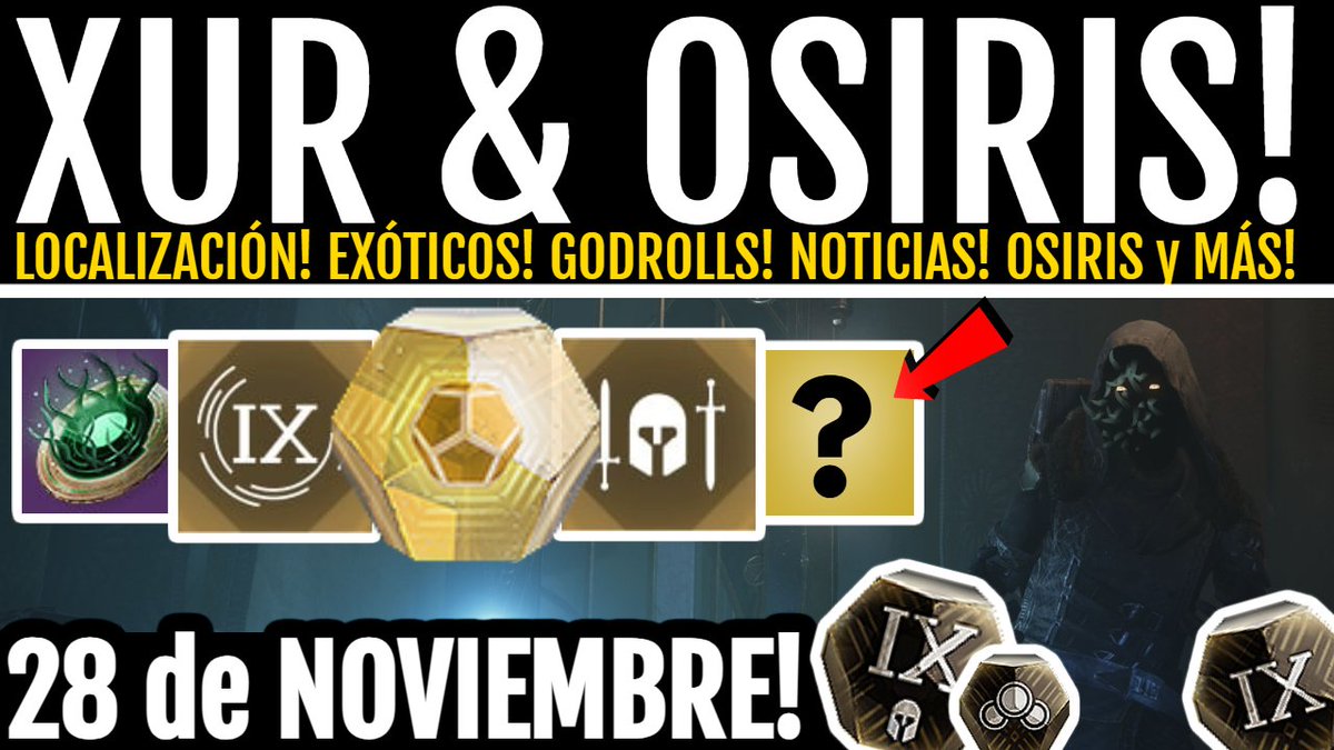 ÚLTIMO XUR ANTES DE LOS DESERTORES! GOD ROLLS! PRUEBAS DE OSIRIS y MÁS - 28 de NOVIEMBRE | #Destiny2 #Xur🔥 youtu.be/cntOHSi7bNA
