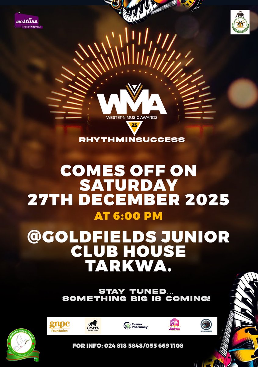 The prestigious Western Music Awards has an update….. #WMA25 #RhythmInSuccess