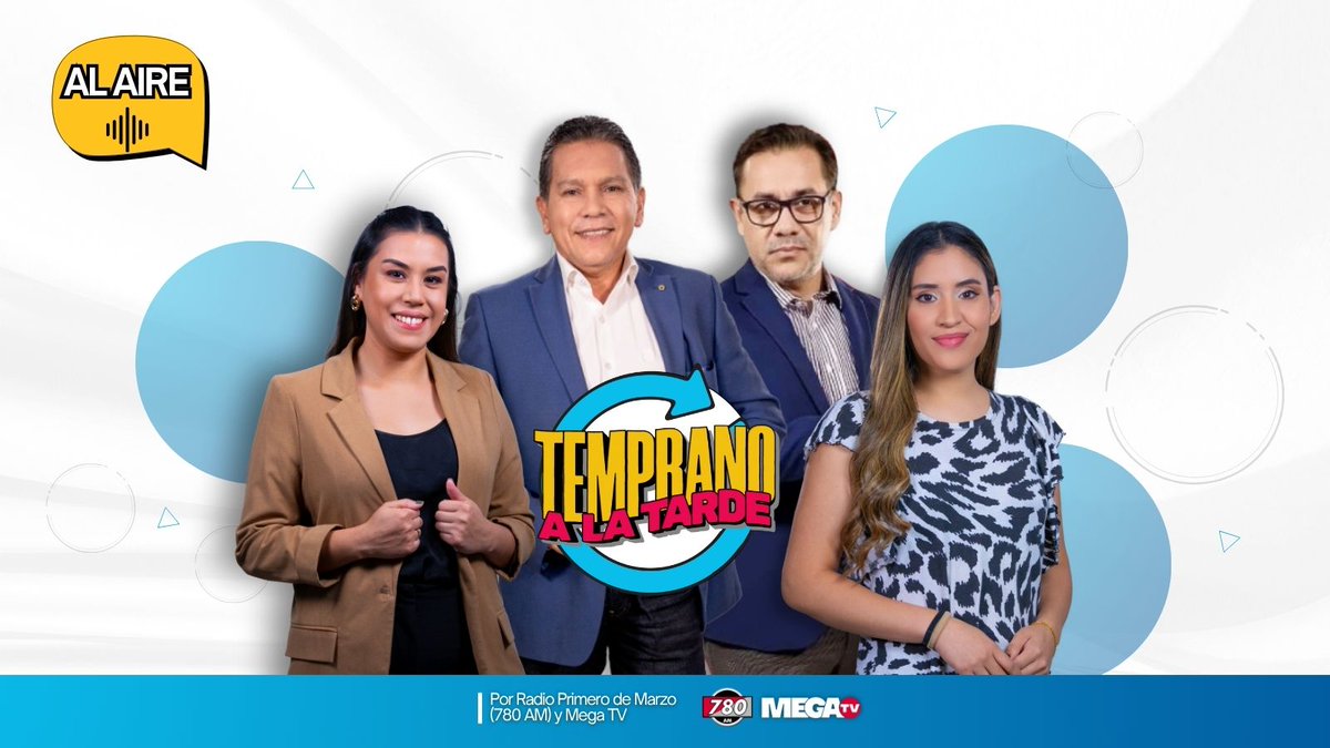 Tempranolatarde's tweet photo. 📊 ¡#TempranoALaTarde, AL AIRE! 🗞️

Llegó el viernes y arrancamos el último programa de la semana🔍

🎙️ Con la compañía de siempre:
@churrivazquez, @BlasBarrios, @Noeliagonzapy y @SoledadBareiro_

🕑 De 14:00 a 16:00 h
📻 @780AM 
📺 @Megatv_py https://t.co/nR7iJrZyLi