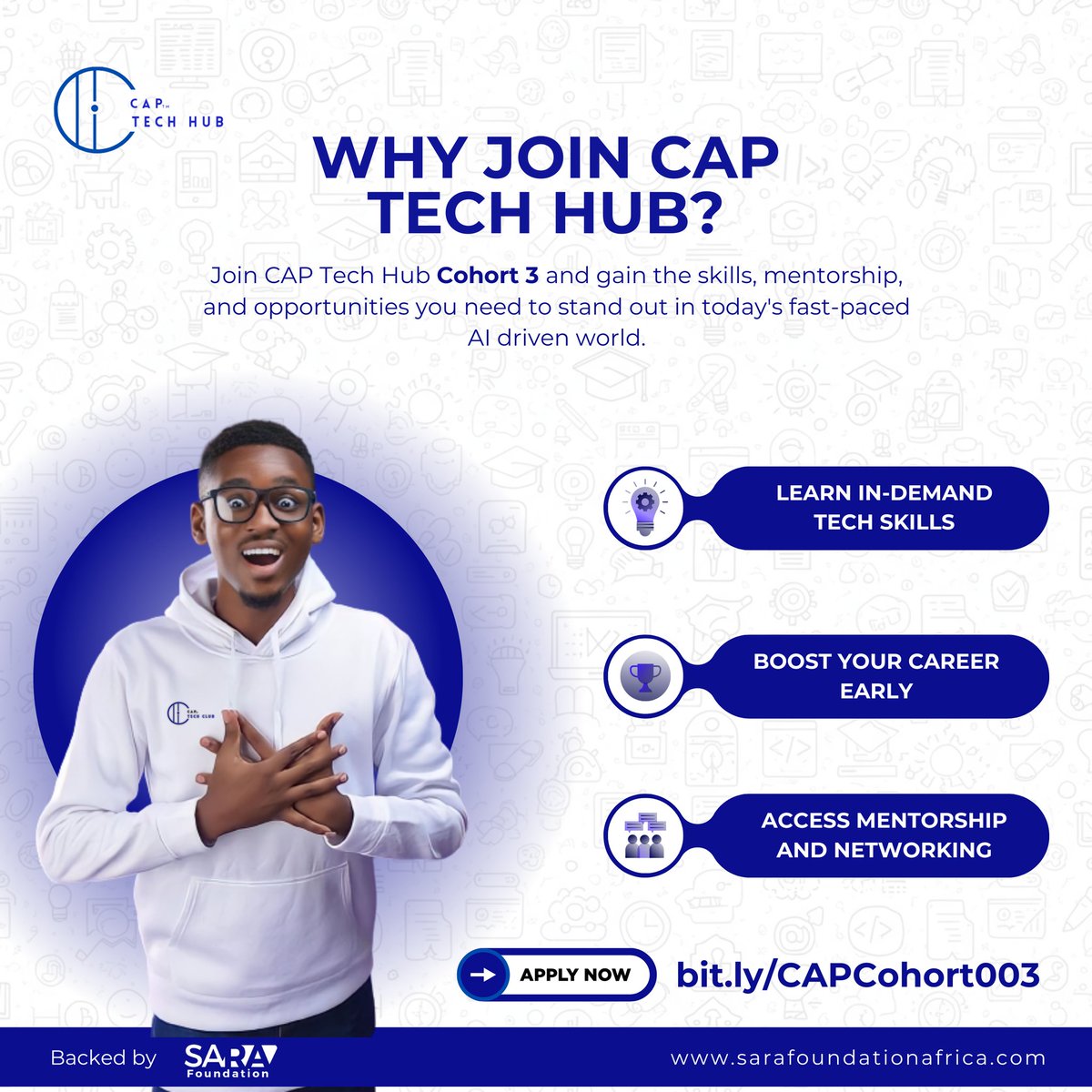Sarafoundations's tweet image. Join CAP Tech Hub and gain real tech skills, mentorship, and a community that helps you grow faster in today’s AI-driven world.

Apply now: bit.ly/CAPCohort003

#CAPTechHub #SaraFoundation #TechStudents #ApplyNow
Nkechi blessing Ecool Abuja Edostate Burna Big Wiz No1