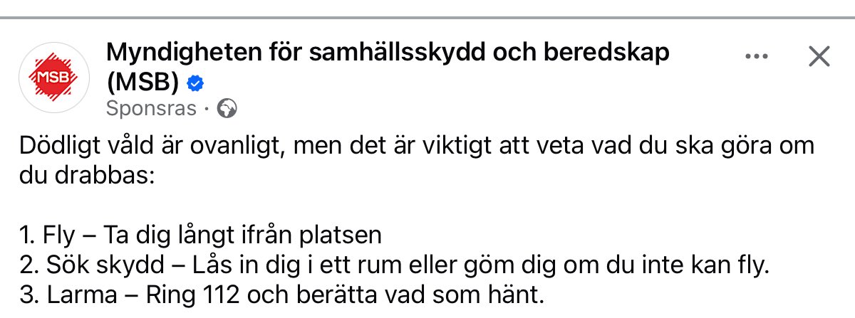 Sån tur jag har att leva i en tid med denna typ av ”samhällsinformation”. 🇸🇪👍🏻