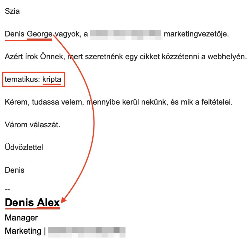 azon túl, hogy a saját nevét sem tudja a kolléga, a megjelölt téma alapján adta magát a helyzet, hogy azt válaszoljam neki, hogy nem vagyunk temetkezési vállalkozók, hogy kriptáról írjunk. (avagy simán hülyeségre fordul a szöveg, ha a sok "kopipészt" közben lemarad a szóvégi "o")