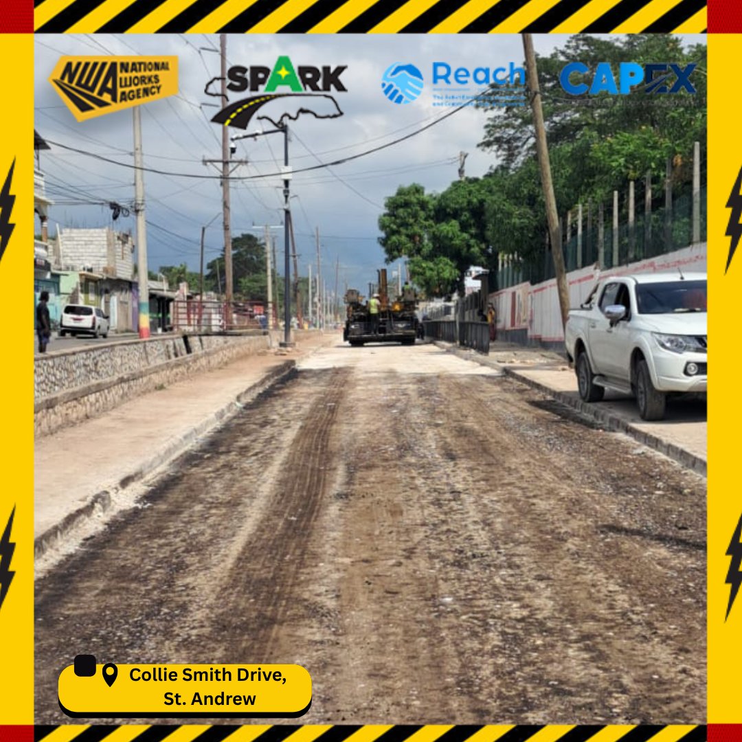 📍Collie Smith Drive, St. Andrew

#SPARK programme is fully active in the South St. Andrew community ⚒️🚧

With asphalting underway, residents will soon have a new and improved corridor

#NWAUpdate 
#askspark 
#SparkJamaica 
#nwajamaica