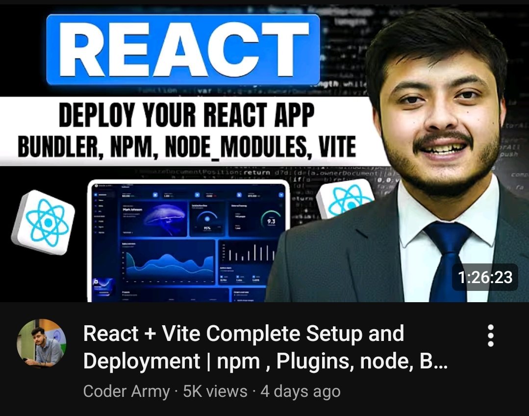 itis_samarth's tweet photo. #LEC40 #MERN_STACK
▫️React+Vite = 🚀🔥
▫️Via First thought Principle. 
▫️Is our website ready for production level ?
▫️What Is npm, package, lock, bundlers.
🔥Vite, Devdependencies vs dependencies.
▫️Patch, minor, major.
▫️npx vite, export, default.
Thanks @rohit_negi9 bhaiya 🔥 https://t.co/5GynhjXM6u