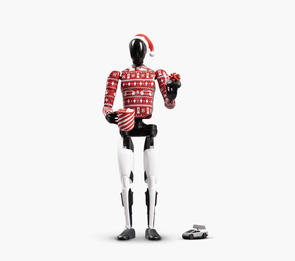 Tesla has released a Holiday Edition Tesla Bot action figure in