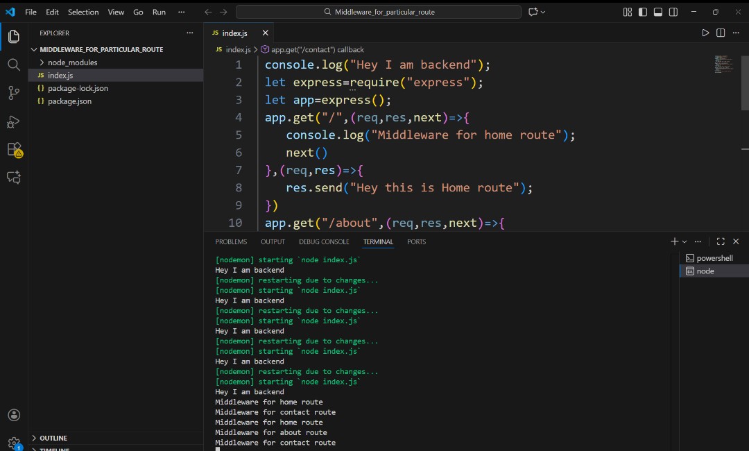 Pratikshak19332's tweet image. 🎉 Day 3 of #backend21dayschallemge !
Practiced **route-specific middleware** in Express today 🔥
Handled custom logs for `/`, `/about`, and `/contact` — feeling more confident with backend flow now! 😎

#NodeJS #ExpressJS #BackendDev