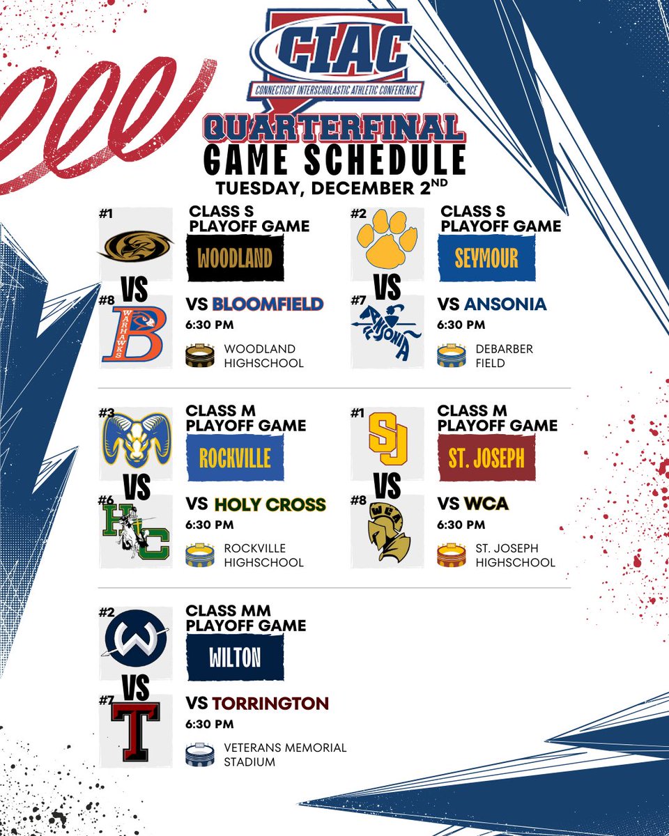 Here are the #cthsfb <a href="/ciacsports/">CIAC Sports</a> playoff matchups for the valley.