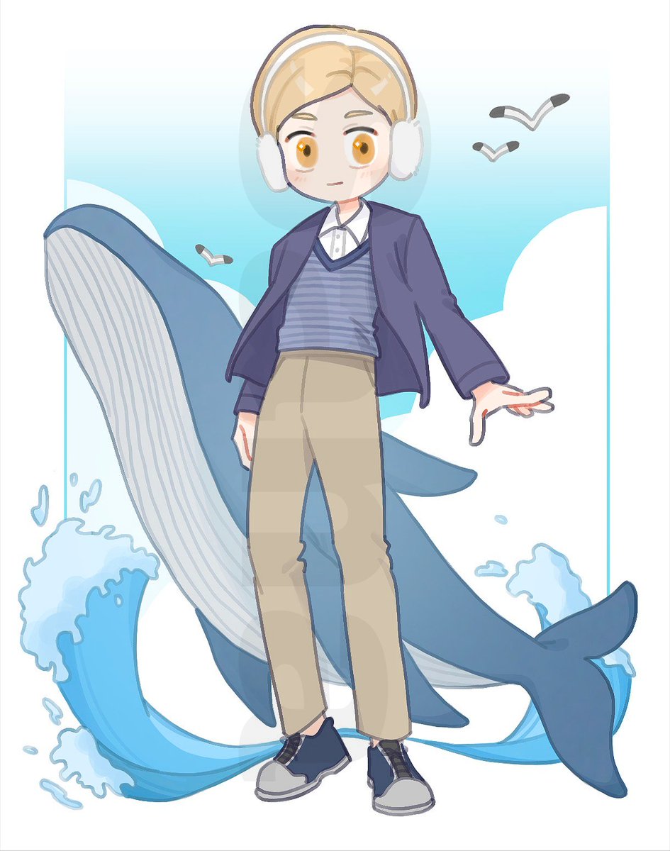 #上林鯨一郎生誕祭2025 
#上林鯨一郎誕生祭2025 

海鷗、鯨魚、天空以及你💙🩵🐋！！！
生日快樂，我的寶貝🐋🩵💙！！！
