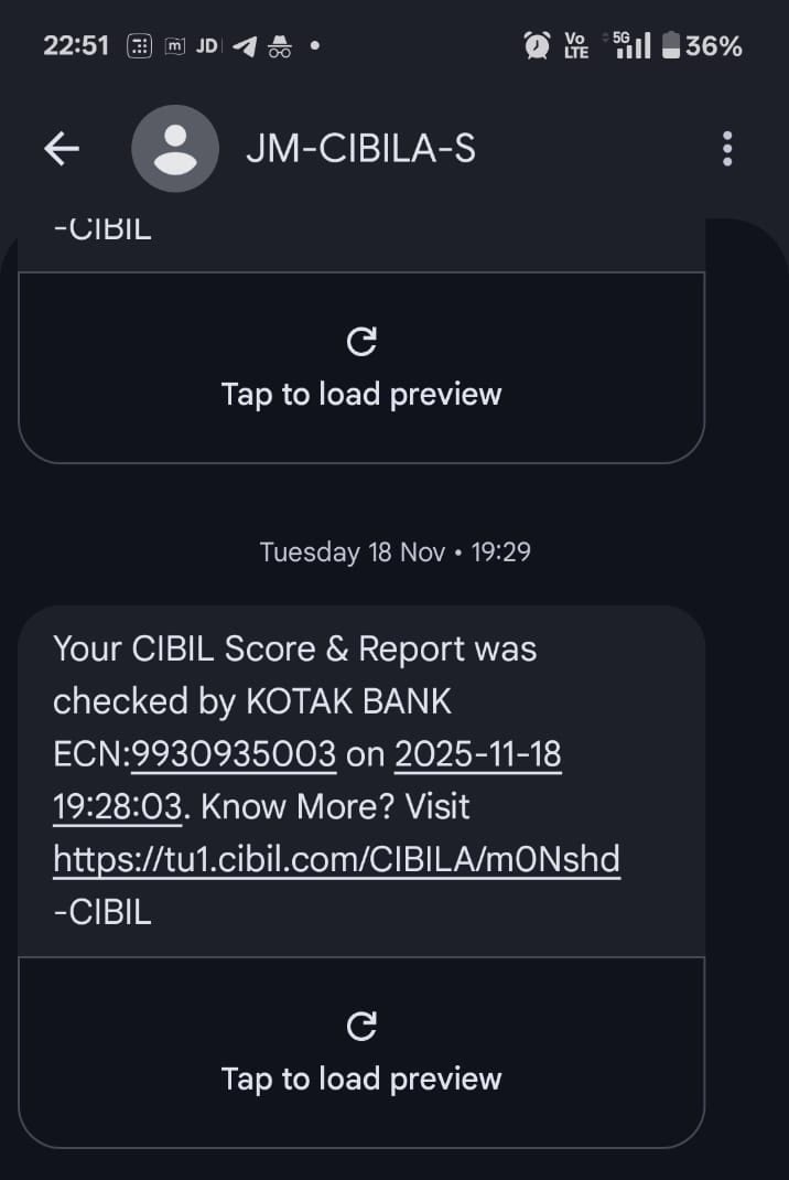 ShrotriyaNikun's tweet photo. Unauthorized CIBIL enquiry done by Bajaj Finance, Kotak Bank &amp; Aditya Birla without my permission. This is a serious breach of privacy! I demand immediate correction and strict action.@RBI @CIBIL_Official @KotakBankLtd @Bajaj_Finance @abcapital please intervene.#Cibil#DataPrivacy https://t.co/611eHG19Ma