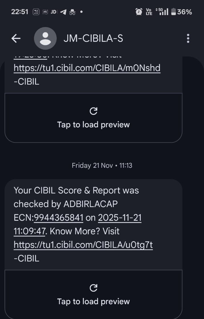 ShrotriyaNikun's tweet photo. Unauthorized CIBIL enquiry done by Bajaj Finance, Kotak Bank &amp; Aditya Birla without my permission. This is a serious breach of privacy! I demand immediate correction and strict action.@RBI @CIBIL_Official @KotakBankLtd @Bajaj_Finance @abcapital please intervene.#Cibil#DataPrivacy https://t.co/611eHG19Ma