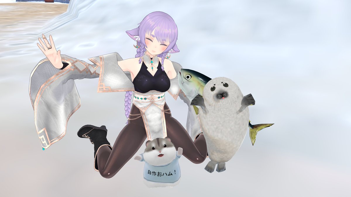 sotelion6's tweet photo. 今日の動物園も楽しいことがいっぱい！
Ayaseさん喉に近づくとグルグル言ってた～
れったんさんハムちゃんも遊びにきてくれました
それに@TonytheShrimpさんも来てくれて凄く嬉しかったです！
Tony, thanks a lot for coming! I was super happy!😊
#VRChat #VRC日記 #VRCふれあい動物園 #アザラシ https://t.co/f6tTHn81z7