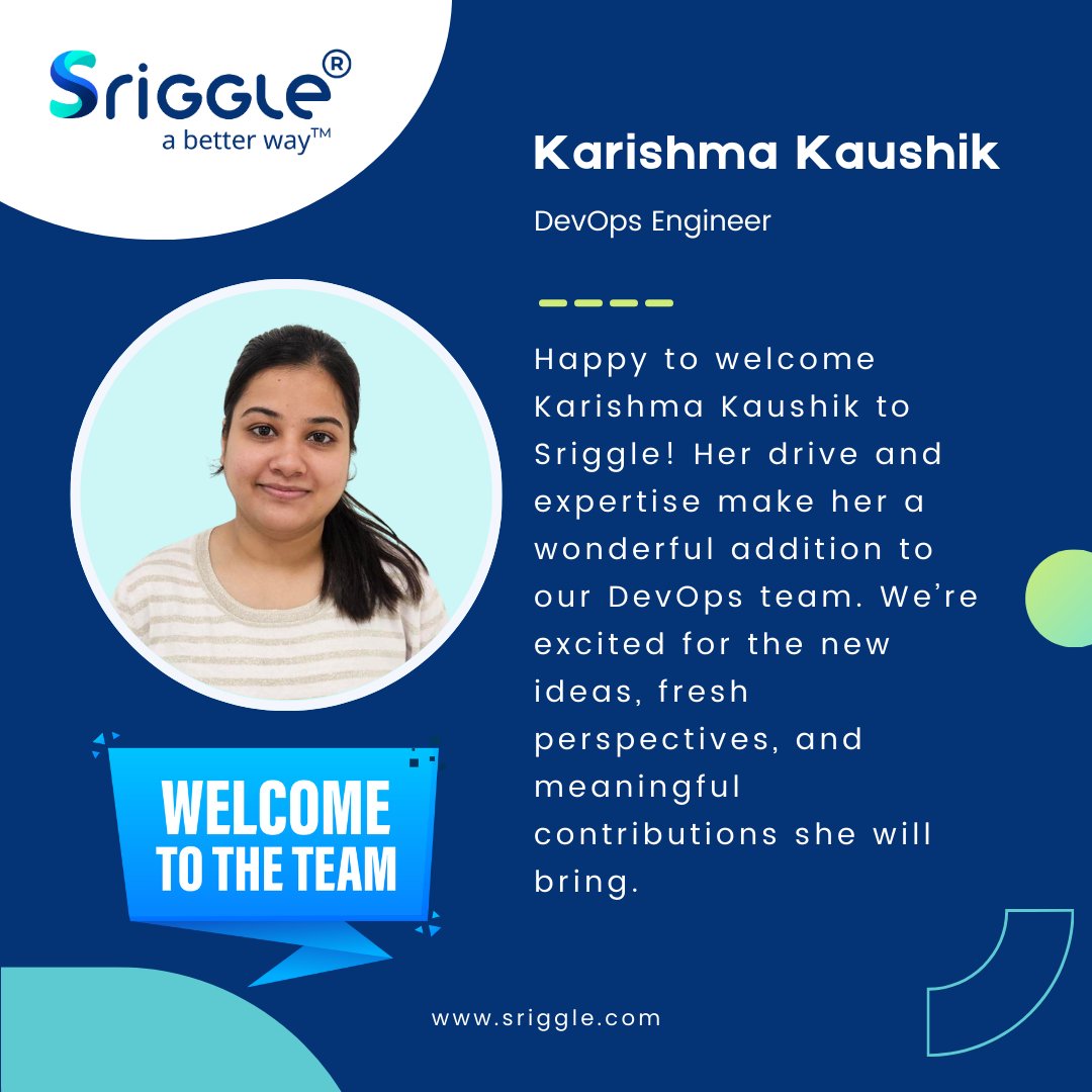 sriggletech's tweet image. Sriggle is pleased to welcome Karishma Kaushik as our new #DevOpsEngineer.

Her skills and fresh ideas will undoubtedly strengthen our tech capabilities.

Welcome aboard, Karishma!

.

.

.

#Sriggle #DevOps #EmployeeWelcome #WelcomeToTheTeam #Sriggle #TravelTech #TechOperations