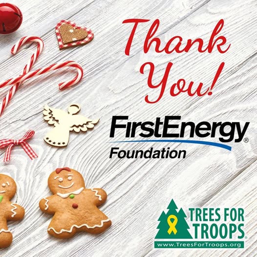 Trees4Troops's tweet image. Thank you to our partner, FirstEnergy Foundation. Their support helps brighten the season for military families with Trees for Troops. Learn more about their community work: ow.ly/Uuzh50XrSt3
 🎄💚🇺🇸

#TreesForTroops #SupportOurTroops #FirstEnergyFoundation