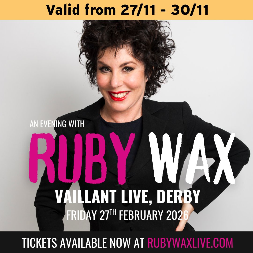 vaillantlive's tweet image. 2-for-1 ticket deals you can't miss! 🎟️

Whether you're making festive plans or looking ahead to the New Year, bag a bargain with these hot ticket deals - hurry, limited time only!

Black Friday Offers 👉 bit.ly/44uC7rh

#2for1 #blackfriday #derby #rubywax