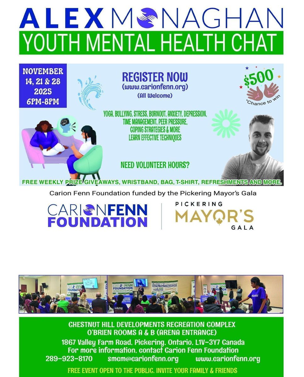 carionfenn's tweet photo. Alex Monaghan Youth Mental Health Chat November 7, 14, 21, & 28, 2025 6pm. Join the conversation about #mentalhealth. For details visit us at https://t.co/RCqNUjHrLS. All welcome. #carionfenn #alexmonaghan. https://t.co/CWllCxzHaE