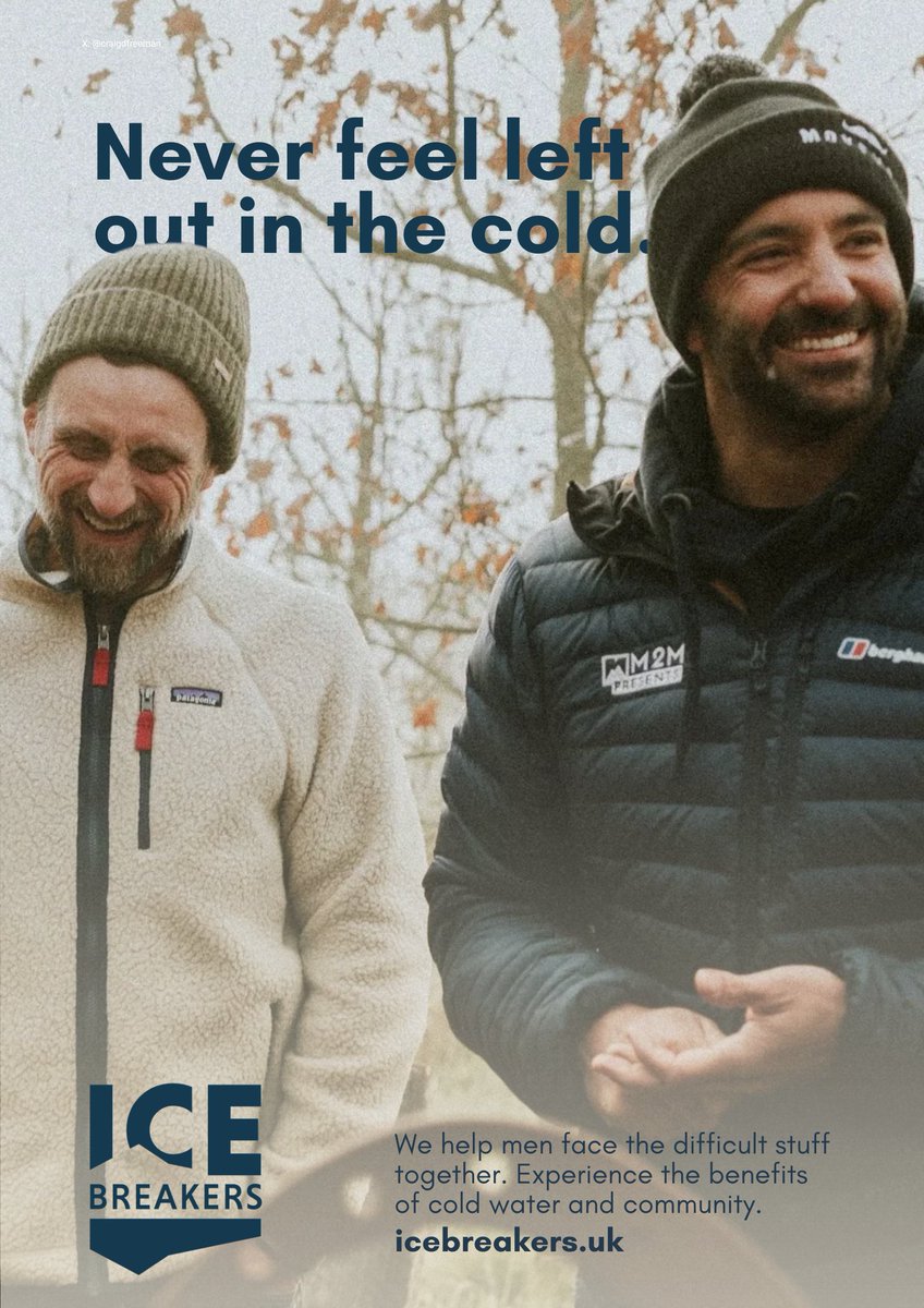 craigdfreeman's tweet photo. Never feel left out in the cold.

Create posters that invite men to join their local #IceBreakers dipping group. Make it feel welcoming, safe and a bit adventurous. Cold water, warm people.
For: https://t.co/mzSiesysZs

@OneMinuteBriefs https://t.co/L3lxGbut1p